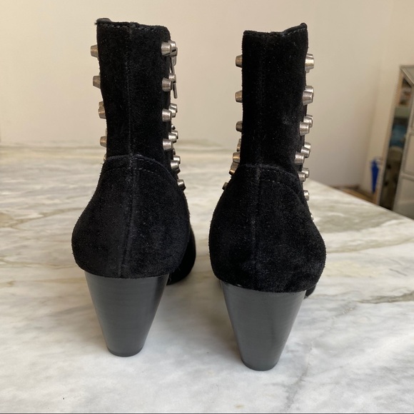 JESSICA SIMPSON Odette Studded Black Suede Ankle Boots Booties - Picture 4 of 5